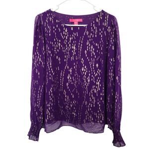 Lilly Pilitzer Idina Silk Top M Purple Party Resortwear Metallic Shimmer